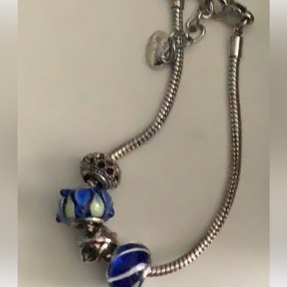 Classic Silver Braided Bracelet with Charms like pandora